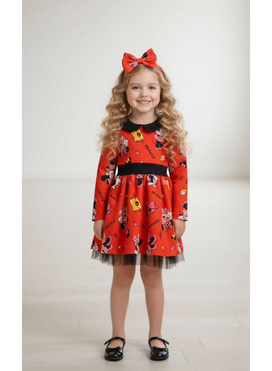 9110 KIZ ÇOCUK ELBİSE MİNİE KRMZ