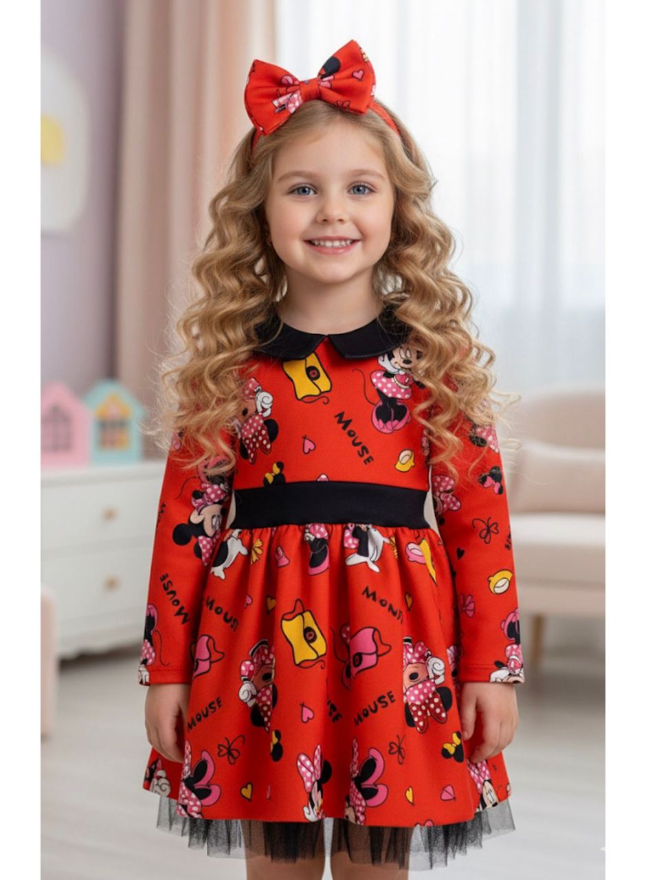 9110 KIZ ÇOCUK ELBİSE MİNİE KRMZ
