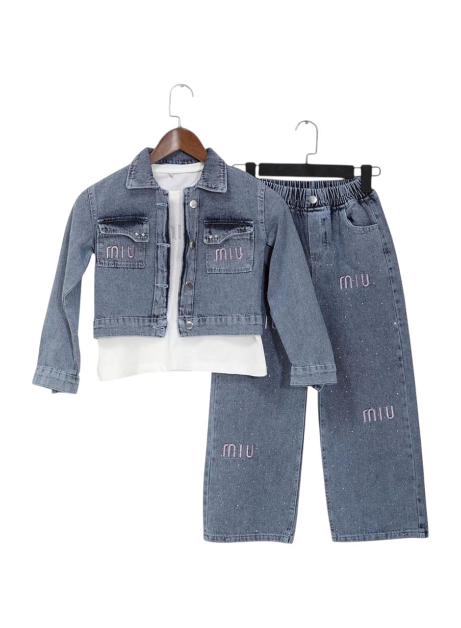 443428 MIU NAKIŞLI TAŞLI KIZ 3 LÜ TAKIM 6Y,7Y,8Y,9Y Kız