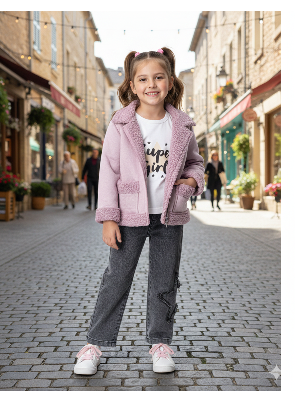 445507 KUZU MONTLU KIZ TAKIM 2Y,3Y,4Y,5Y Kız