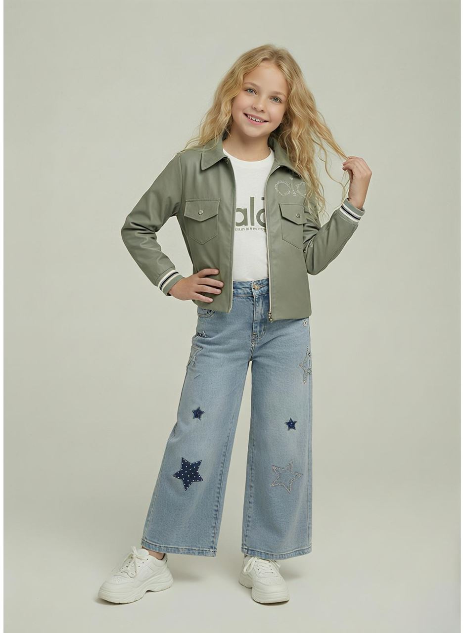 447462 ALO YILDIZLI DESENLİ3 LÜ KIZ TAKIM YŞL