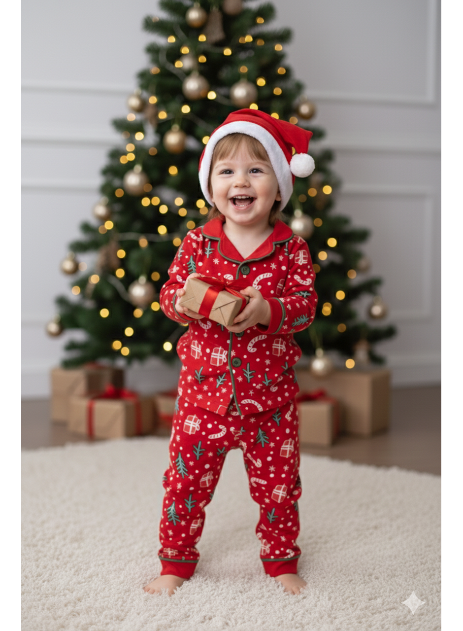 444903 ÇAM AĞACI BASKILI PİJAMA UNİSX