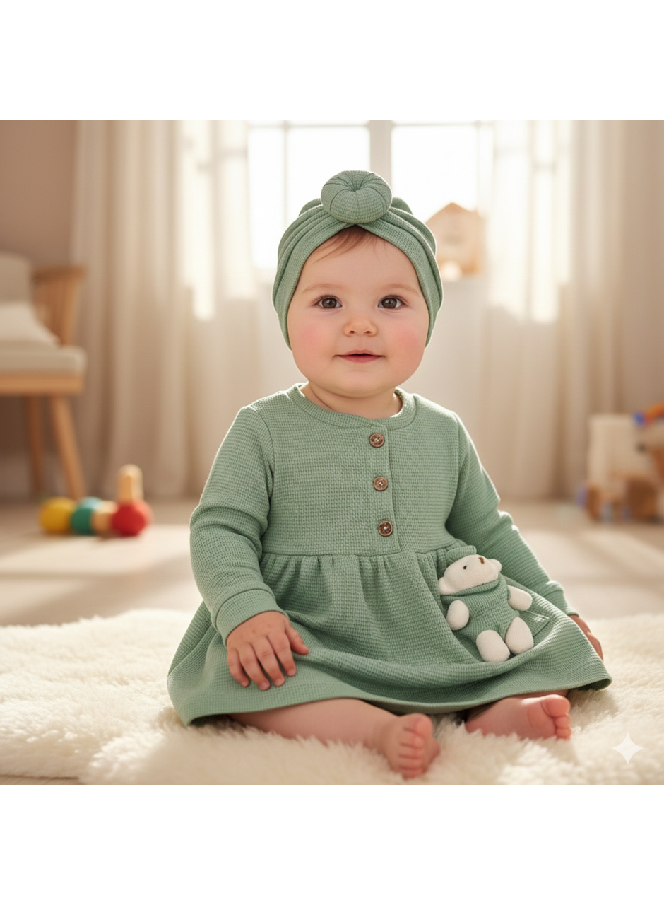 445942 AYICIKLI ELBİSE 6 Ay,9 Ay,12 Ay,18 Ay Kız 