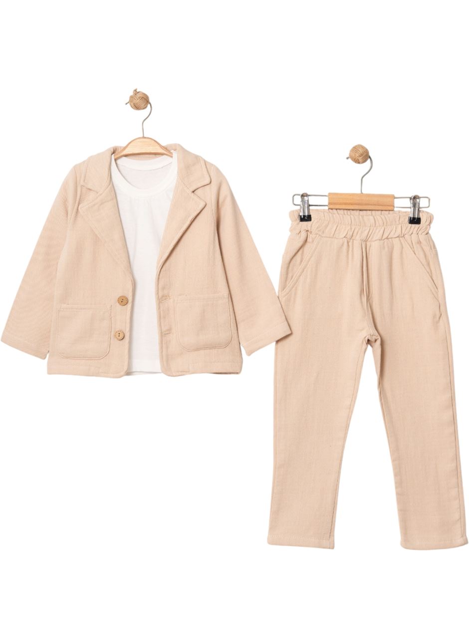 446780 MÜSLİN GABARDİN ERKEK TAKIM 5Y,6Y,7Y,8Y Krem