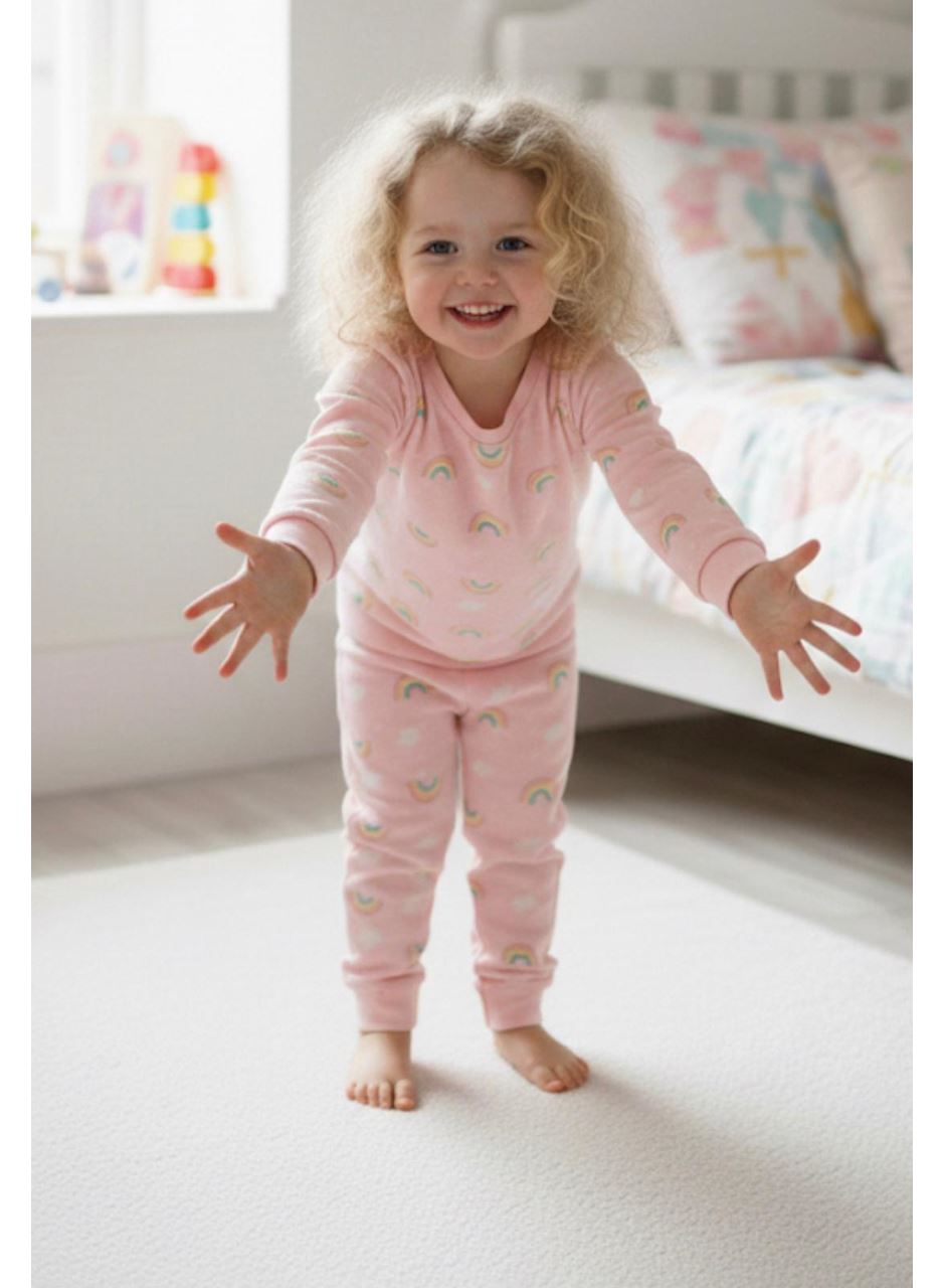 KIZ ÇOCUK GÖKKUŞAĞI B.YAKA PİJAMA