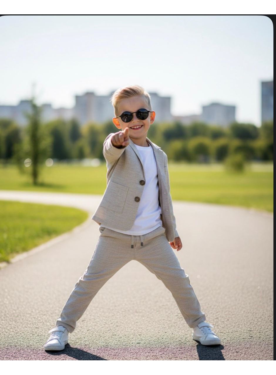 437358 KETEN T SHİRTLÜ CEKETLİ TAKIM 6-9 YAŞ KREM