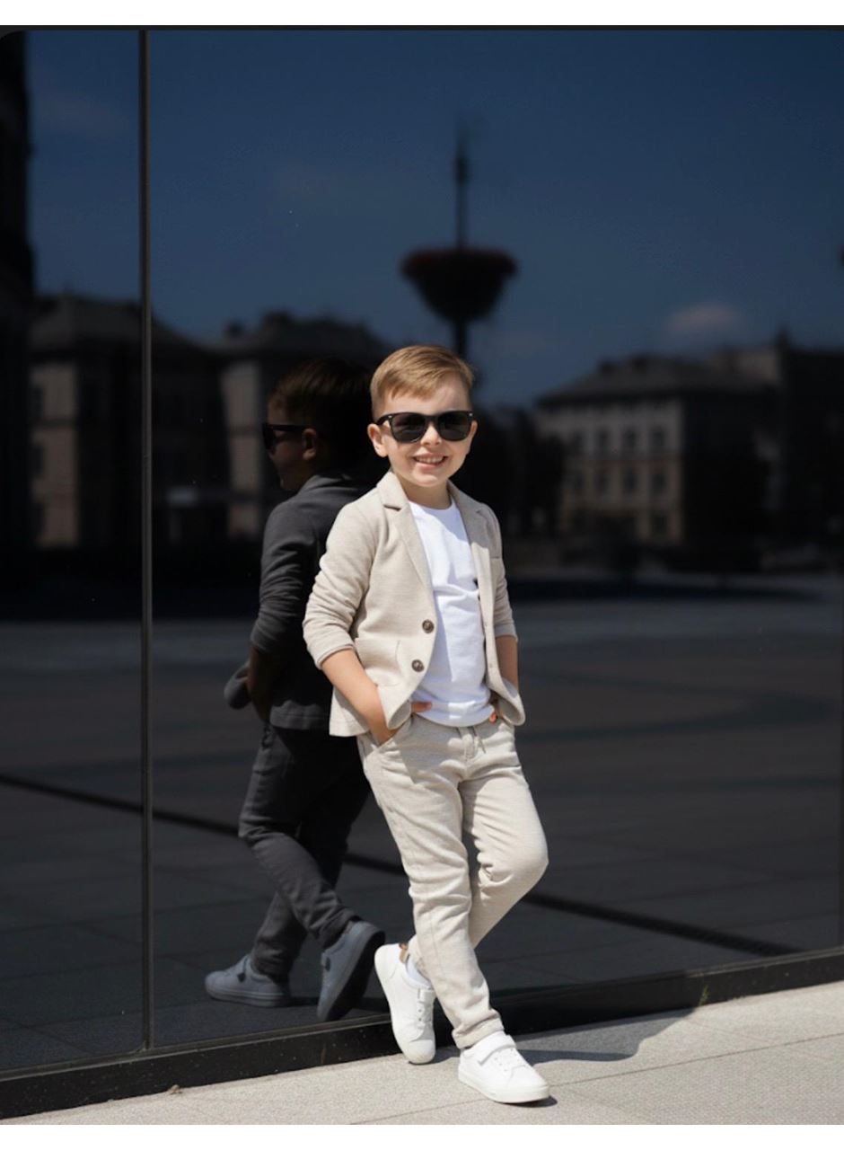 437358 KETEN T SHİRTLÜ CEKETLİ TAKIM 6-9 YAŞ KREM