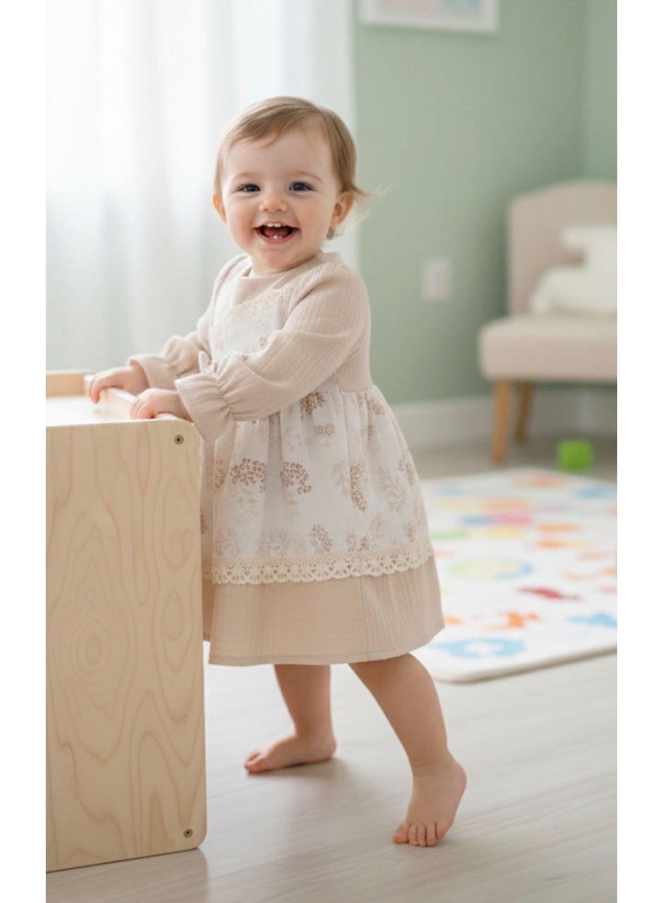 437127 MÜSLİN FİYONKLU ELBİSE