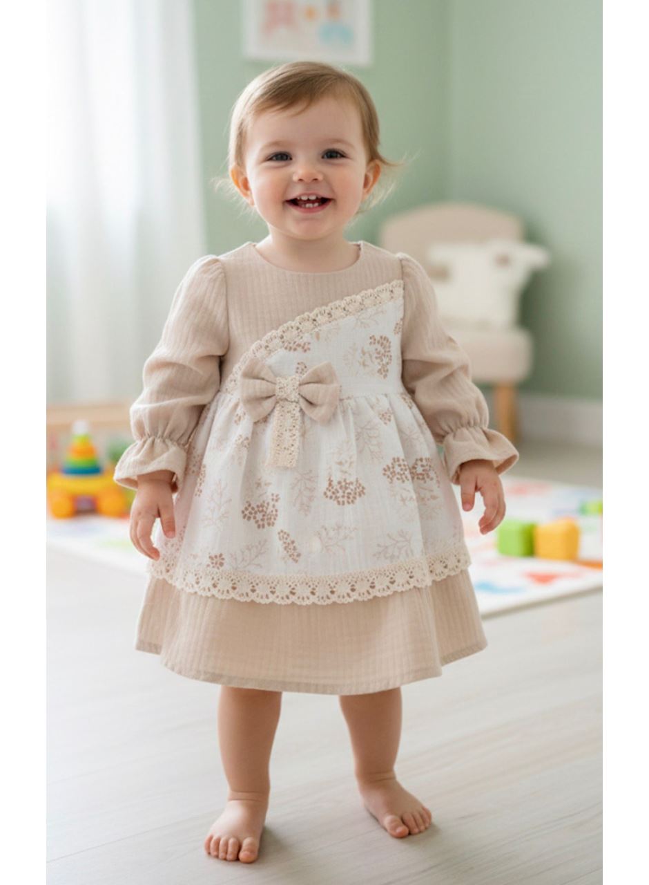 437127 MÜSLİN FİYONKLU ELBİSE