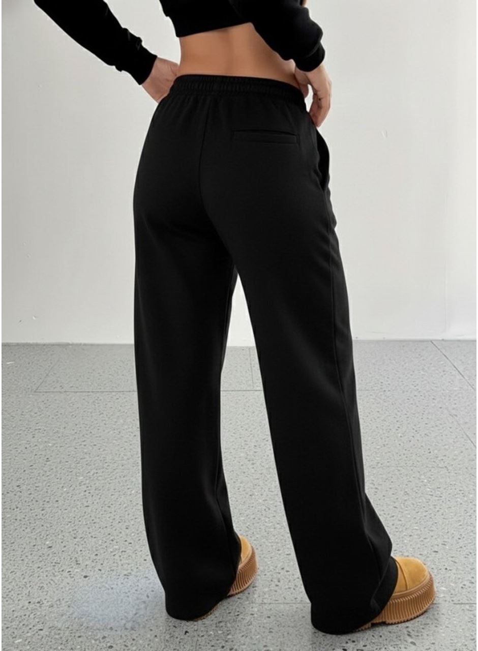 Kadın Yüksek Bel Lastikli Bağcıklı Geniş Kesim Dalgıç Pantolon