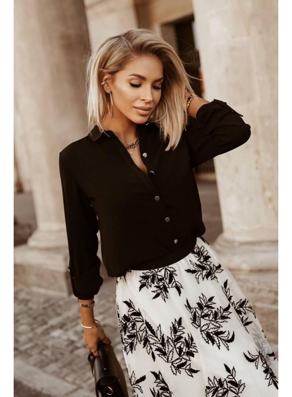 Kadın Metal Düğmeli Dokuma Viskon Kumaş Gömlek