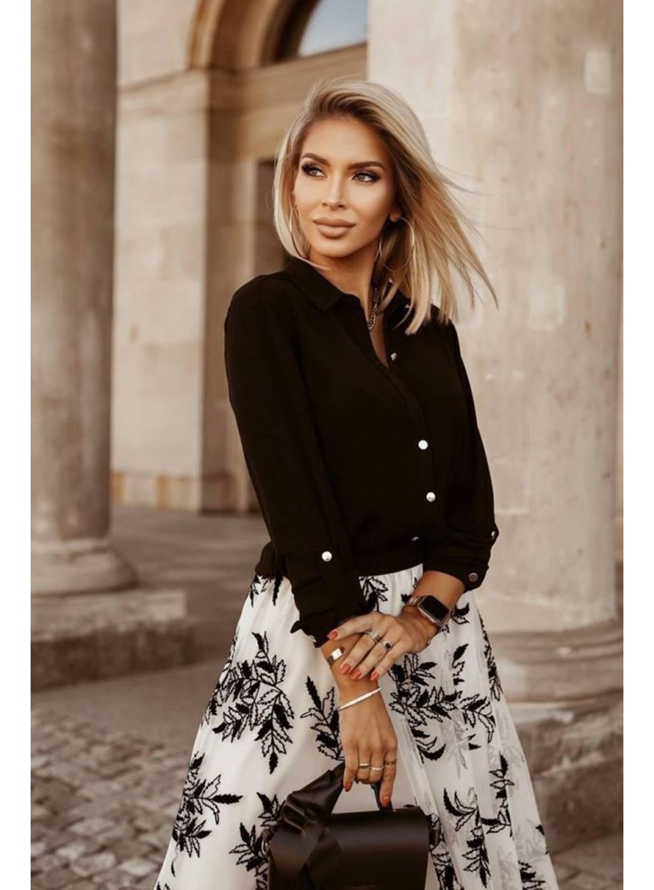 Kadın Metal Düğmeli Dokuma Viskon Kumaş Gömlek