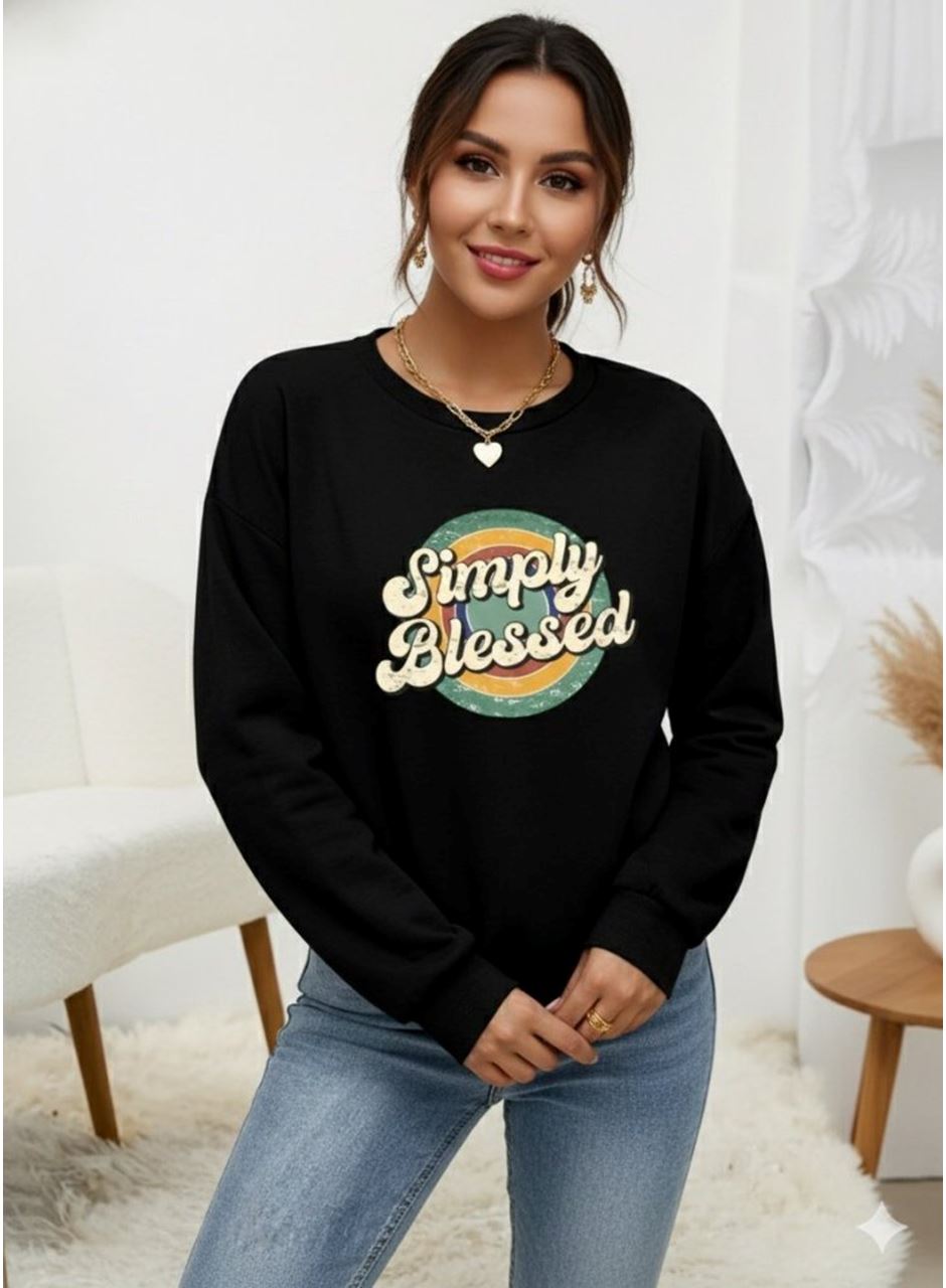 Kadın Uzun Kollu Bisiklet Yaka Viskon Iki Iplik Bluz