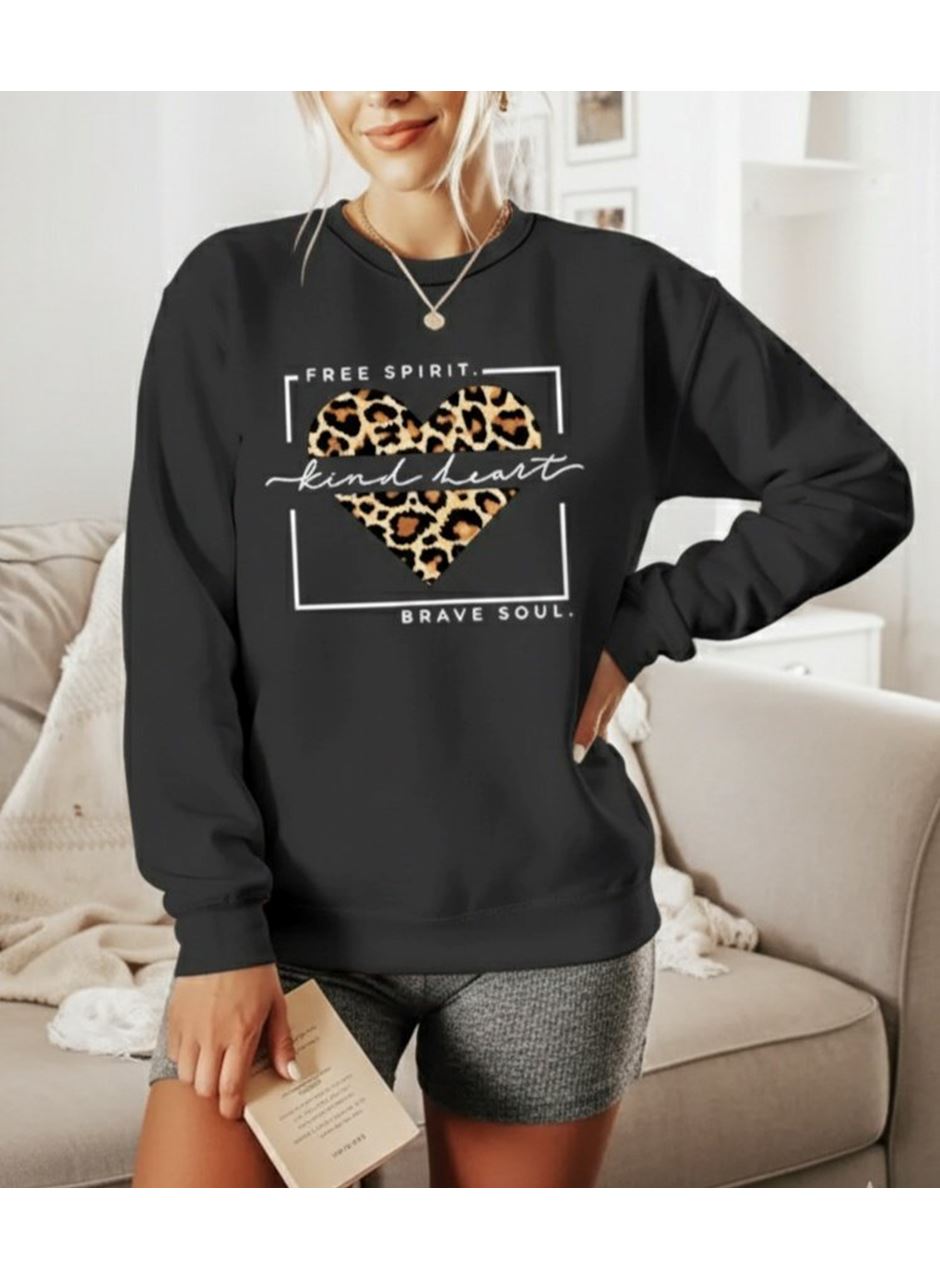 Kadın Uzun Kollu Bisiklet Yaka Desenli Viskon Iki Iplik Bluz