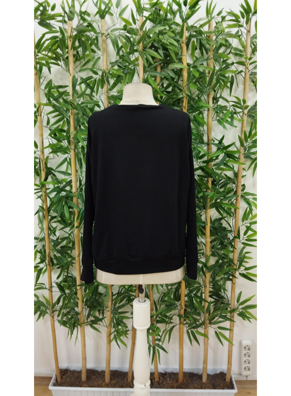 Kadın Uzun Kollu Bisiklet Yaka Desenli Viskon Iki Iplik Bluz