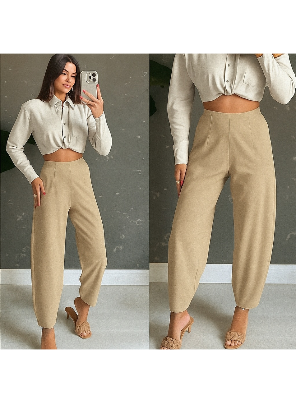Kadın Yüksek Bel Krep Pantolon