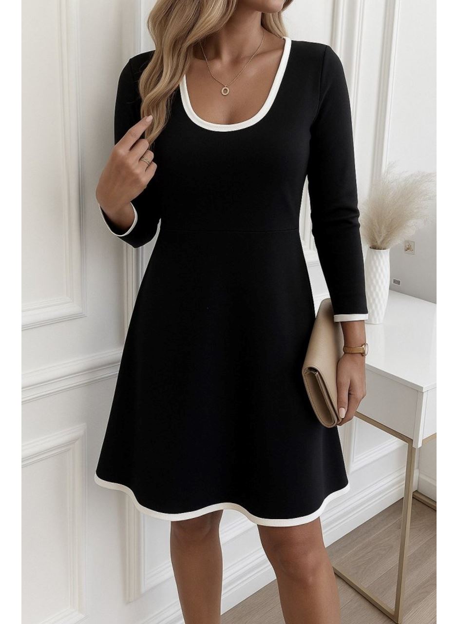 Kadın Uzun Kollu Yuvarlak Yaka Midi Viskon Iki Iplik Elbise