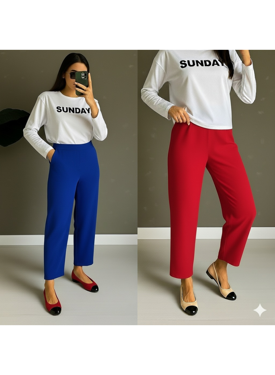 Kadın Yüksek Bel Krep Pantolon