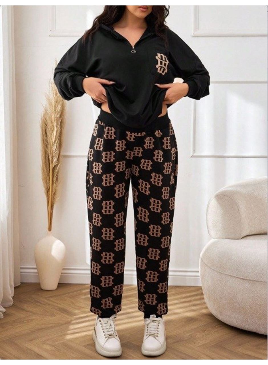 Kadın Uzun Kollu Iki Iplik Kumaş Fermuar Ve Cep Detay Kapüşonlu Ikili Takım