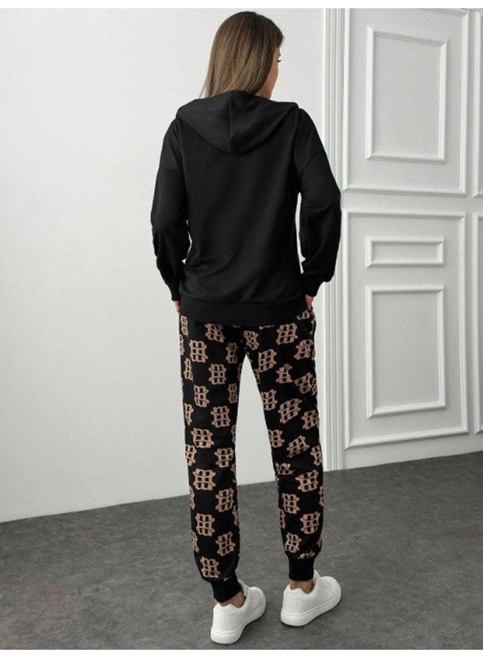 Kadın Uzun Kollu Iki Iplik Kumaş Fermuar Ve Cep Detay Kapüşonlu Ikili Takım