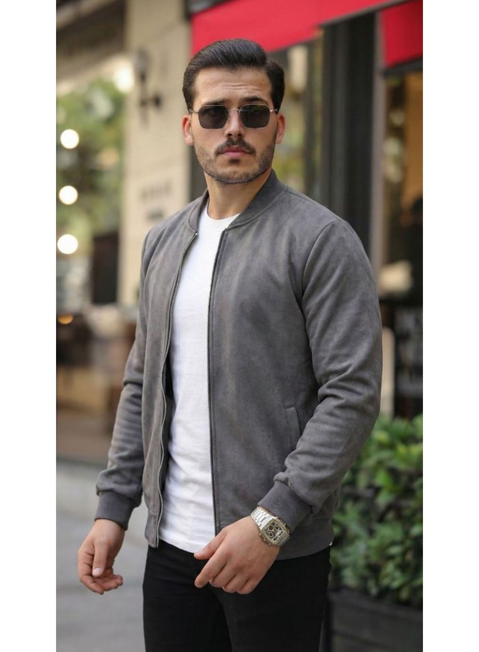 Erkek Scuba Süet Kumaş Bomber Hırka