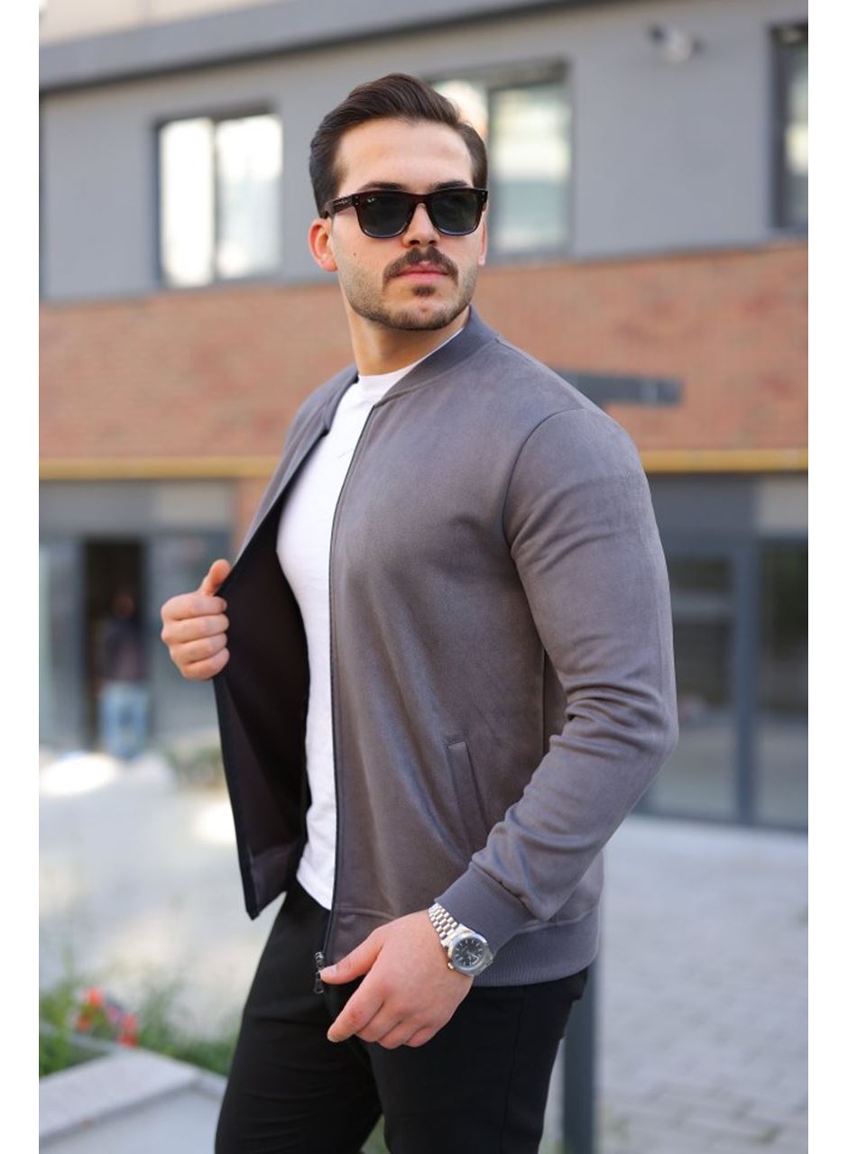 Erkek Scuba Süet Kumaş Bomber Hırka