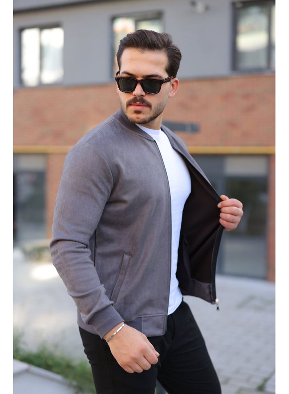 Erkek Scuba Süet Kumaş Bomber Hırka