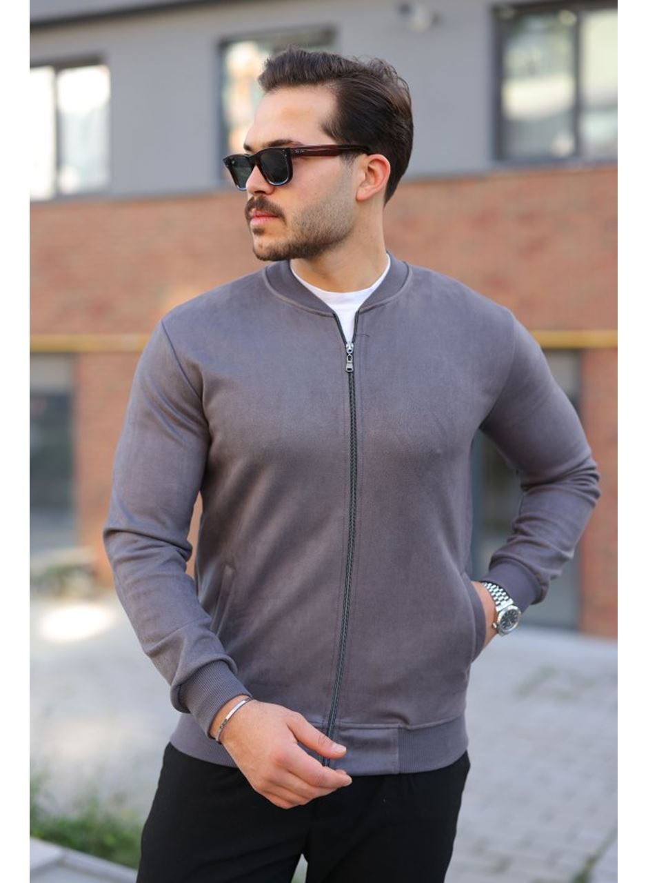 Erkek Scuba Süet Kumaş Bomber Hırka