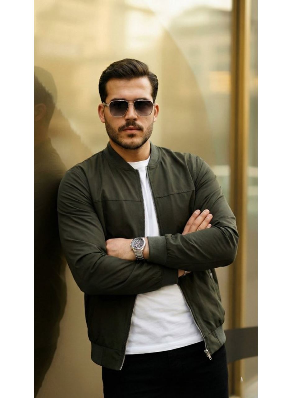 Erkek İçi Astarlı Su Geçirmez Bomber Mevsimlik Ceket - Siyah