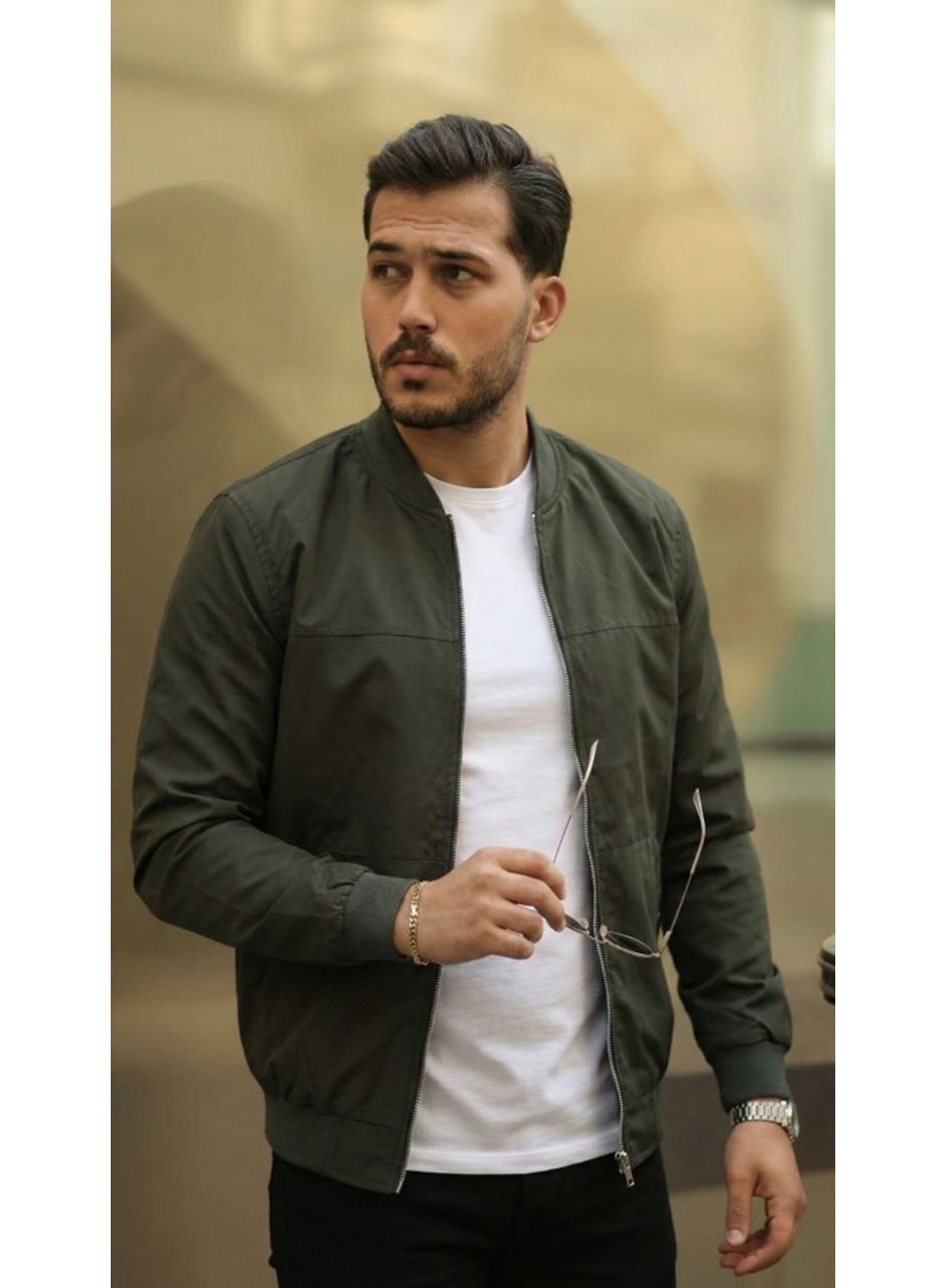 Erkek İçi Astarlı Su Geçirmez Bomber Mevsimlik Ceket - Siyah