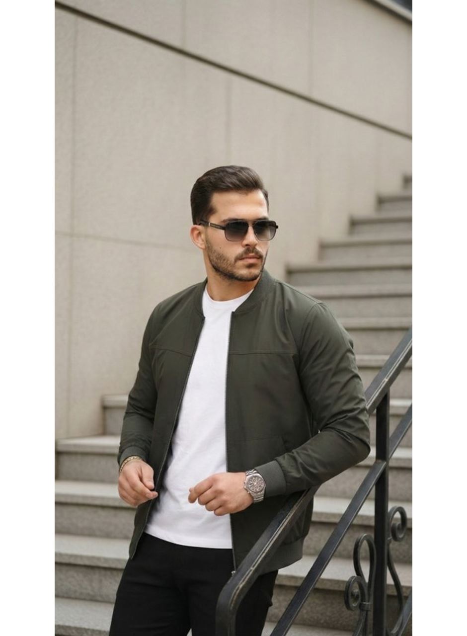 Erkek İçi Astarlı Su Geçirmez Bomber Mevsimlik Ceket - Siyah