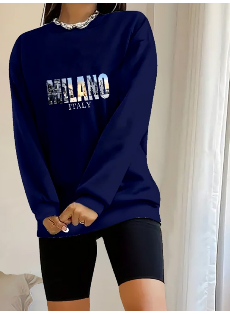 Kadın Uzun Kollu Bisiklet Yaka Desenli Viskon Iki Iplik Bluz