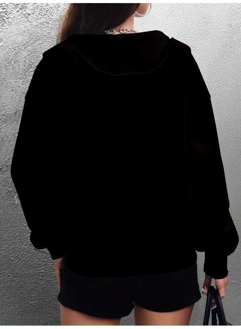 Kadın Uzun Kollu Kapşonlu Fermuarlı önden Cep Detaylı şardonlu Iki Iplik Ceket