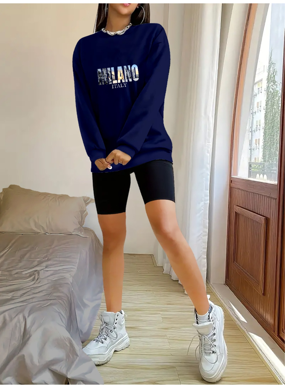 Kadın Uzun Kollu Bisiklet Yaka Desenli Viskon Iki Iplik Bluz