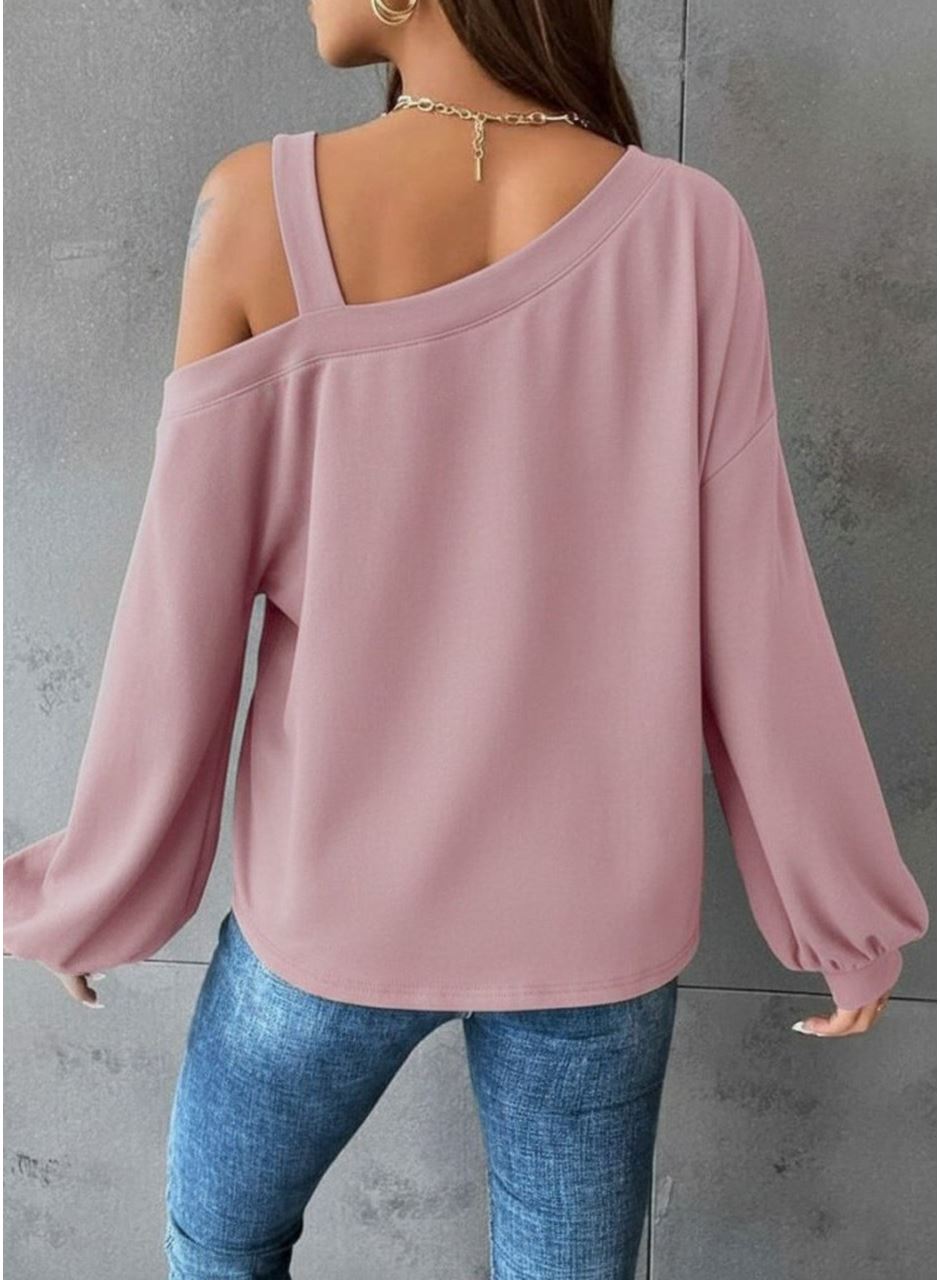 Kadın Uzun Kollu Tek Omuz Askı Detay Salaş Dalgıç Bluz