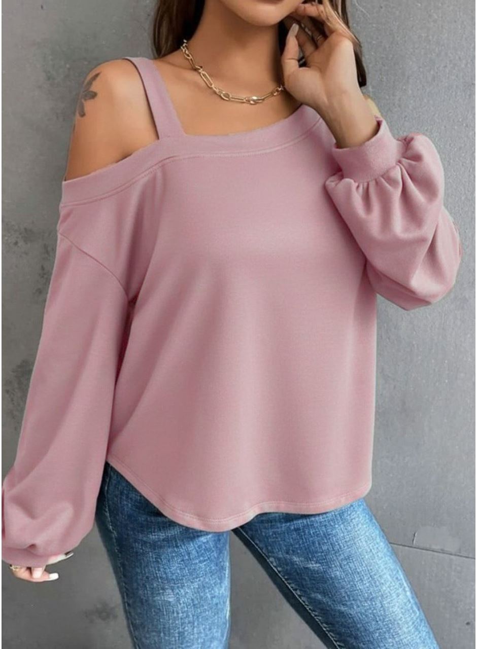 Kadın Uzun Kollu Tek Omuz Askı Detay Salaş Dalgıç Bluz