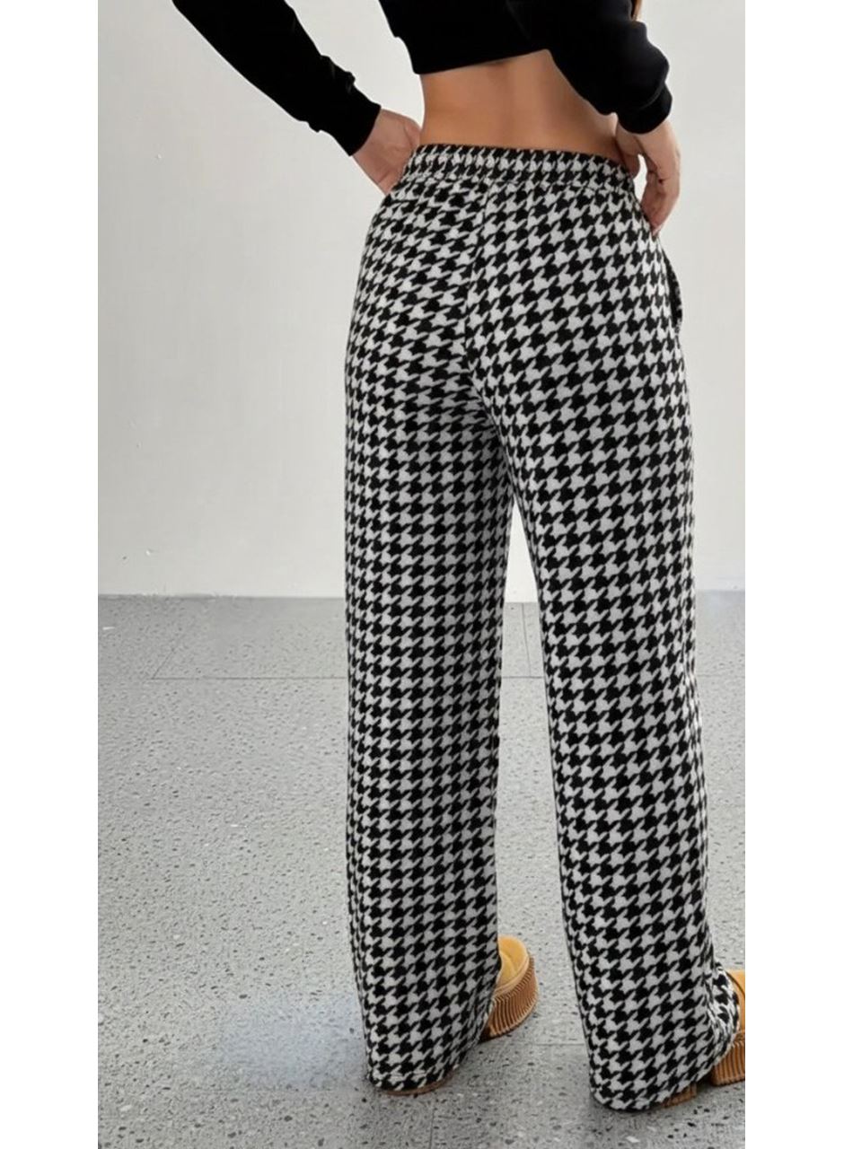 Kadın Yüksek Bel Lastikli Bağcıklı Geniş Kesim Kazayağı Dalgıç Pantolon