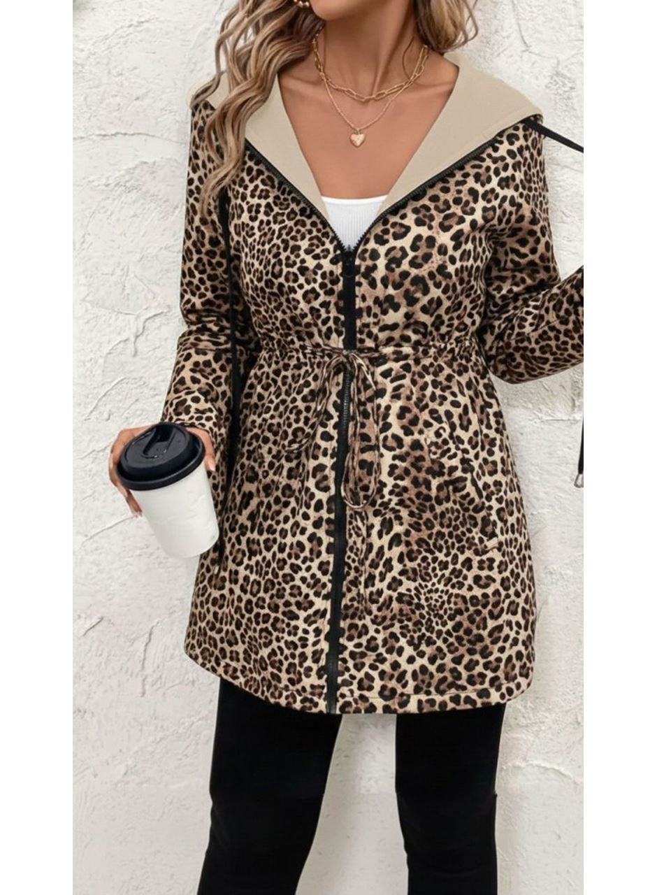 Kadın Uzun Kollu Kapşonlu çift Taraflı Cepli Bağcıklı Fermuarlı Viskon Iki Iplik Ceket