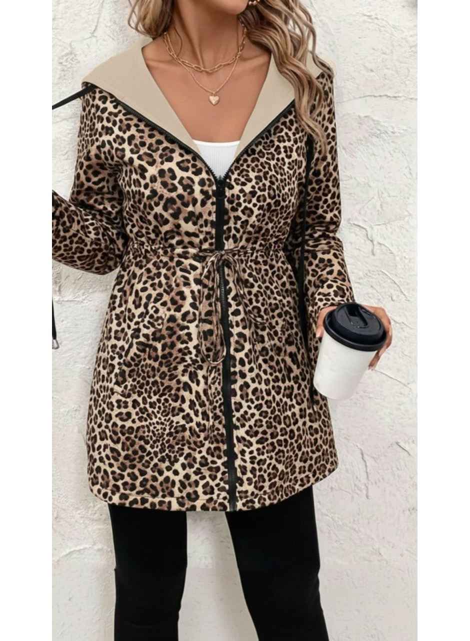 Kadın Uzun Kollu Kapşonlu çift Taraflı Cepli Bağcıklı Fermuarlı Viskon Iki Iplik Ceket