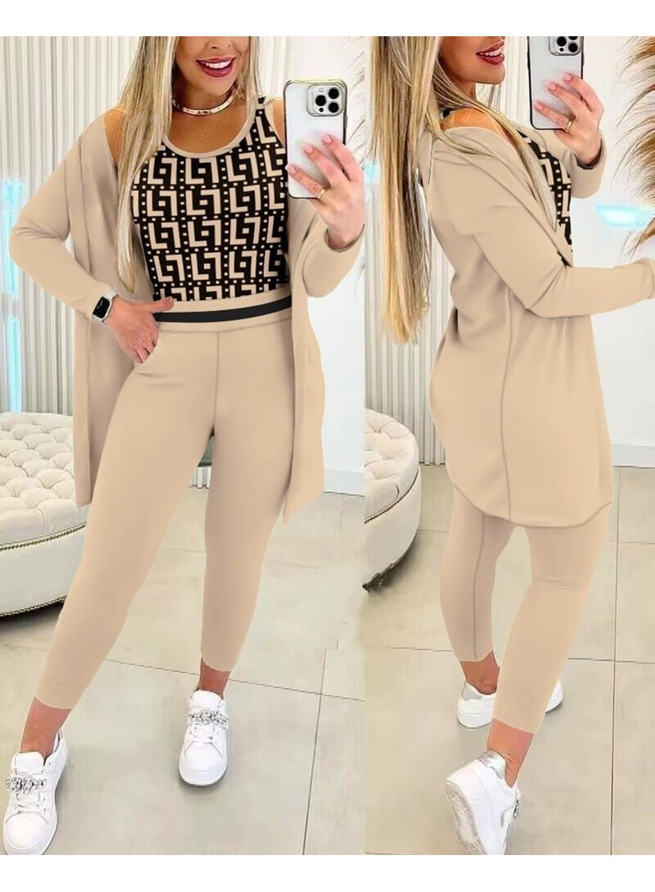 Kadın Uzun Kollu Krep üçlü Takım