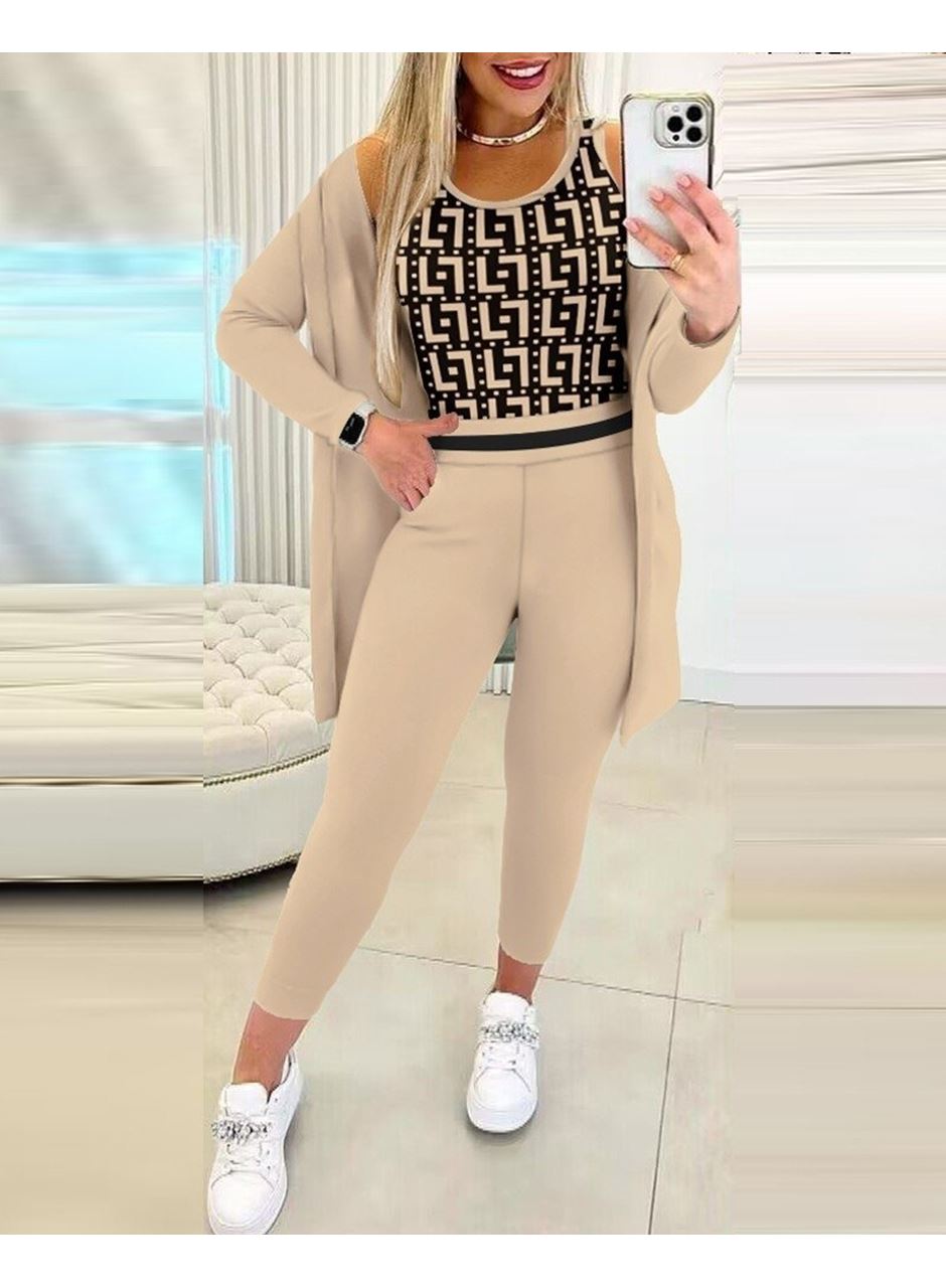 Kadın Uzun Kollu Krep üçlü Takım