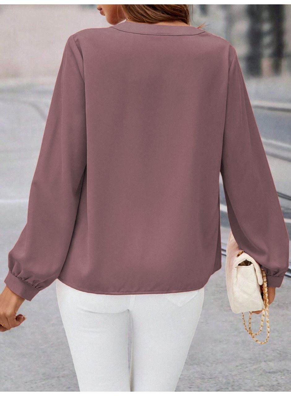 Kadın Uzun Kollu önden Düğmeli Hakim Yaka Ithal Krep Bluz