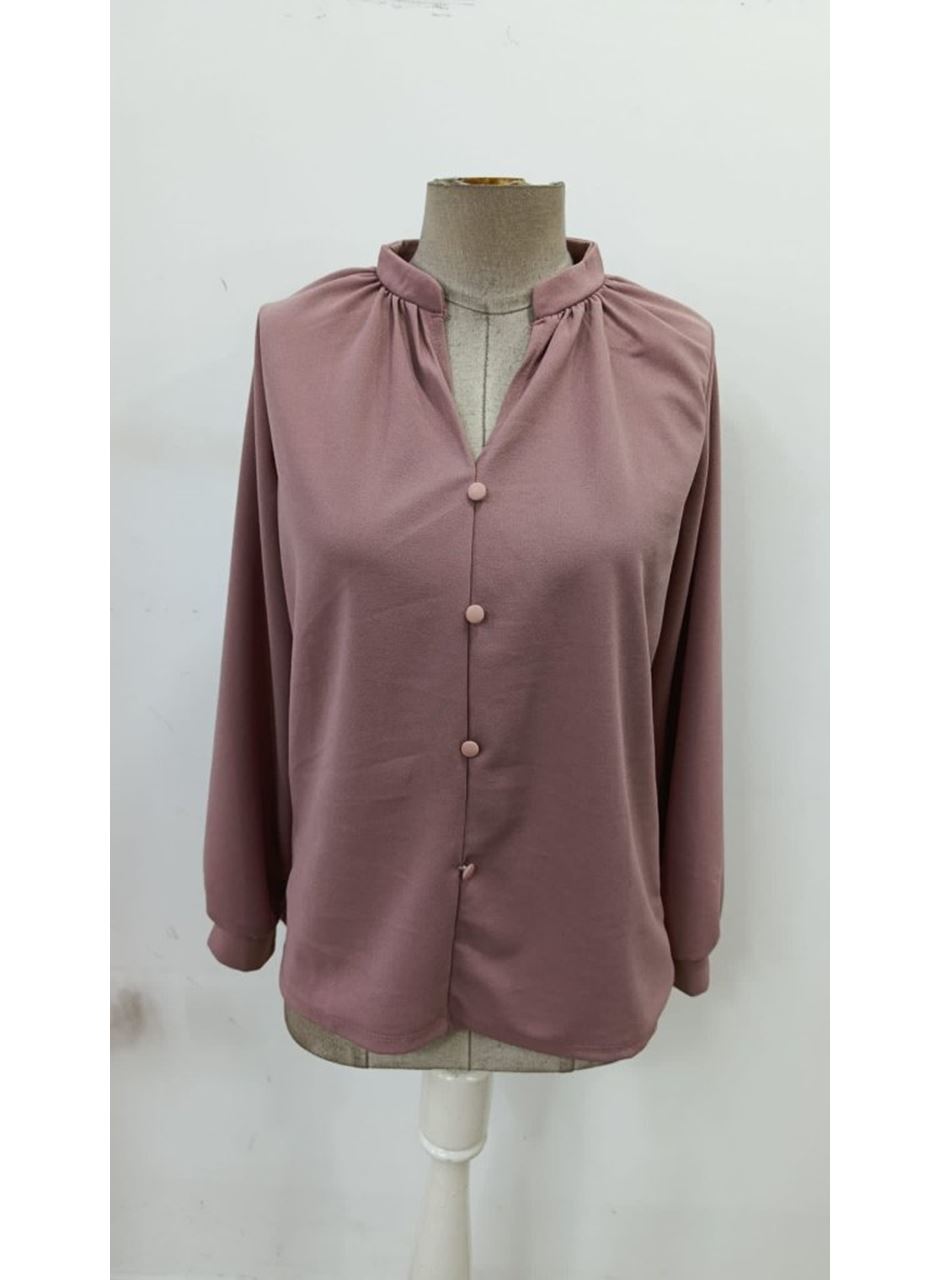 Kadın Uzun Kollu önden Düğmeli Hakim Yaka Ithal Krep Bluz