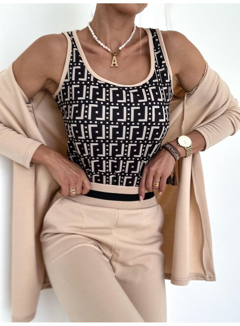 Kadın Uzun Kollu Krep üçlü Takım