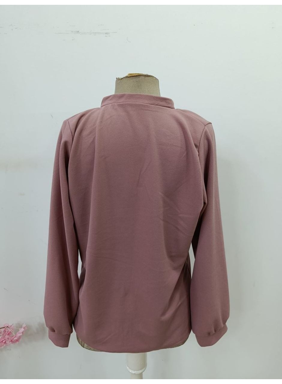 Kadın Uzun Kollu önden Düğmeli Hakim Yaka Ithal Krep Bluz