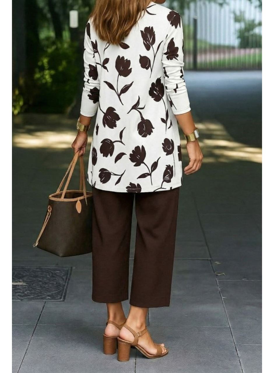 Kadın Uzun Kollu önü Açık Modal Ceket Kolsuz Viskon Iki Iplik Bluz Ve Pantolon üçlü Takım