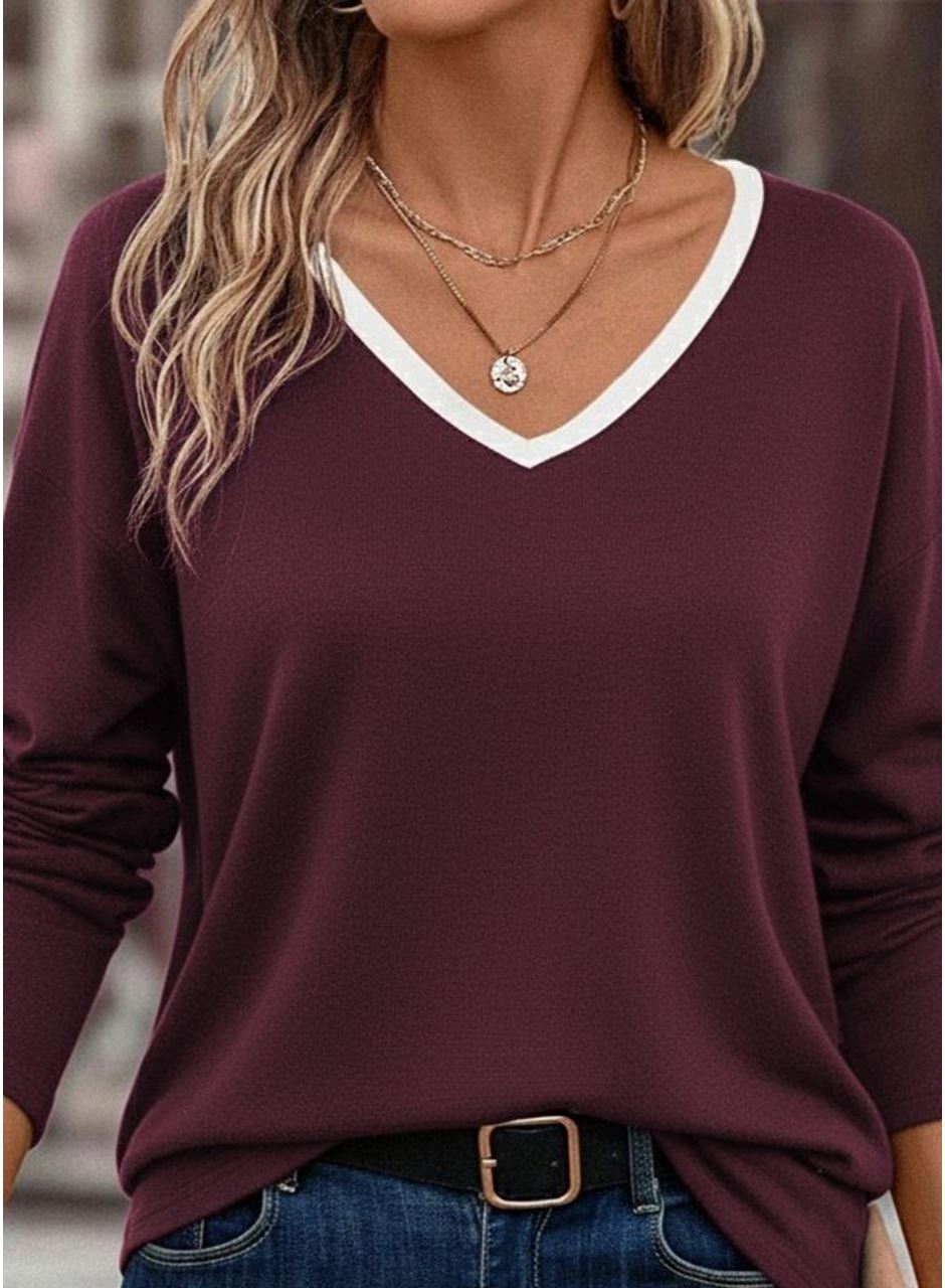 Kadın Uzun Kollu V Yakalı Viskon Iki Iplik Bluz