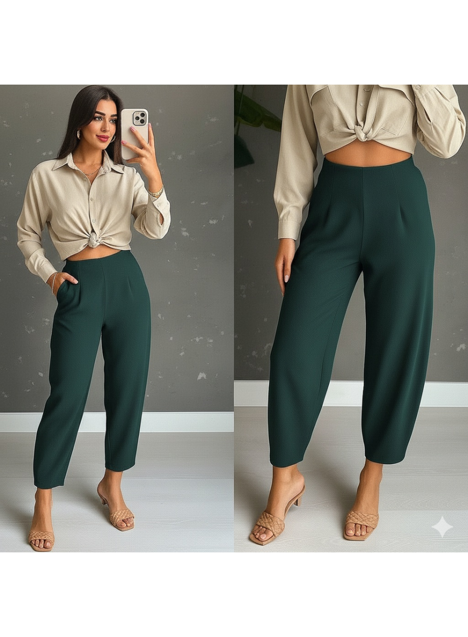 Kadın Yüksek Bel Krep Pantolon