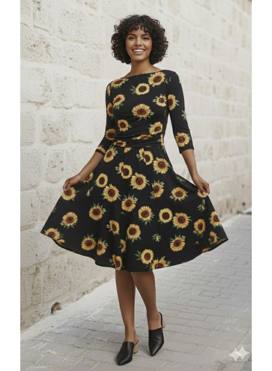 Kadın Fakir Kol Bisiklet Yaka Midi Mikro Elbise