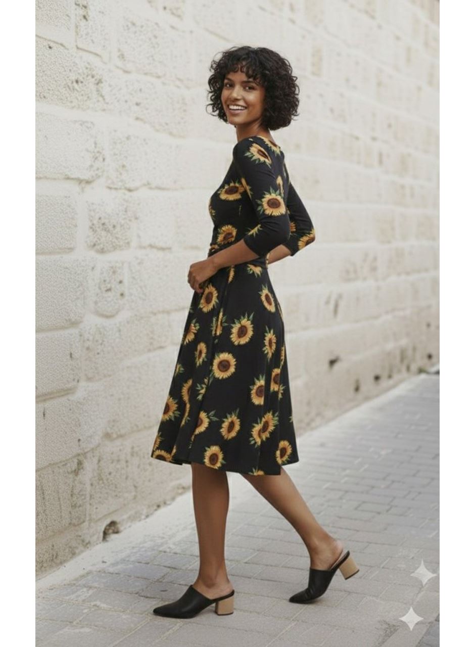 Kadın Fakir Kol Bisiklet Yaka Midi Mikro Elbise